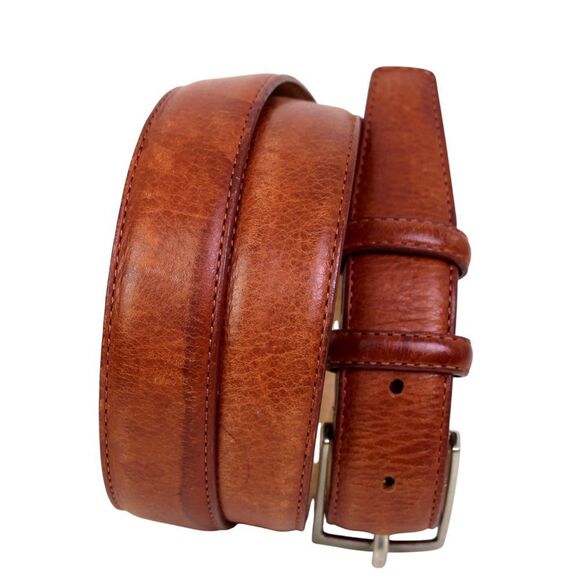 HANDMADE BROWN GENUINE LEATHER 1 1/8"Wd STITCH CASUAL DRESS MEN'S BELT Sz 38 (X5 - Picture 1 of 14